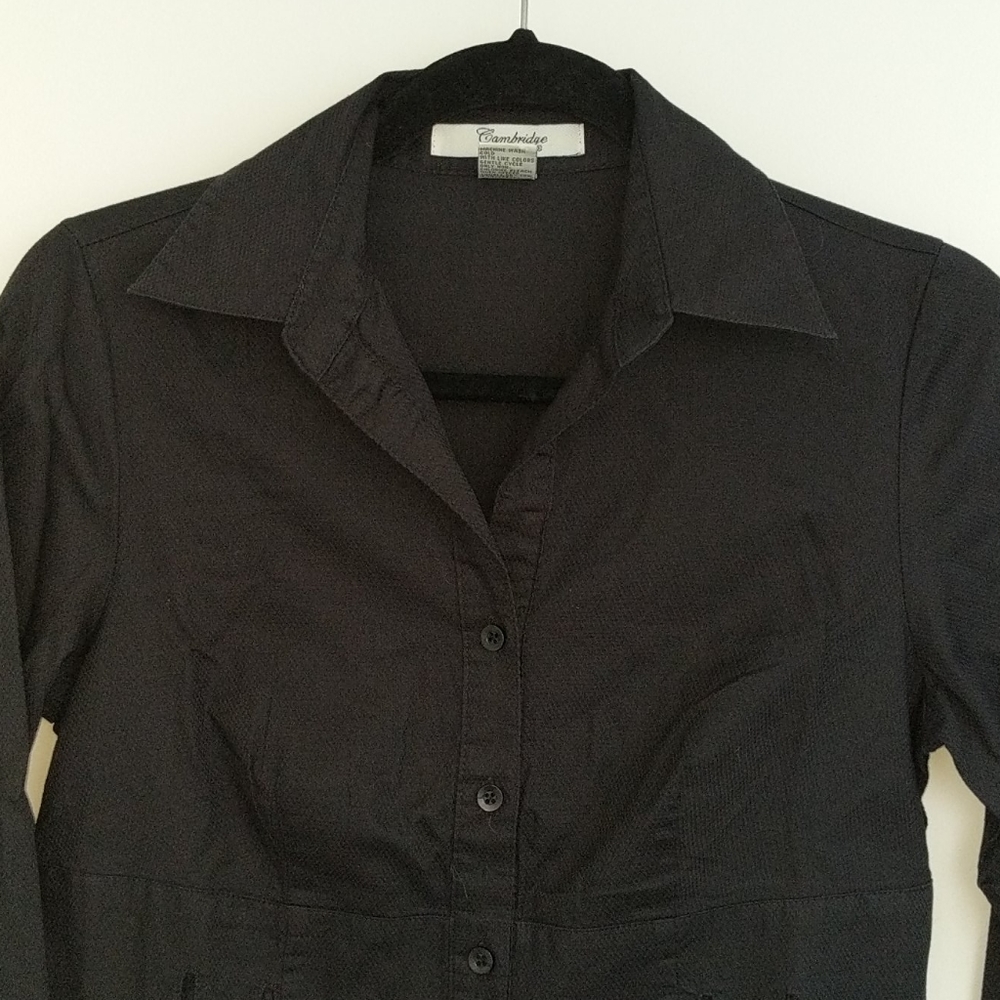 Cambridge black long sleeve blouse with ribbon